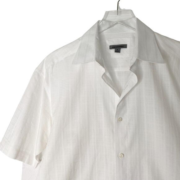 Johnston & Murphy Checked Casual Button Down Short Sleeve White Summer Medium - Picture 4 of 8